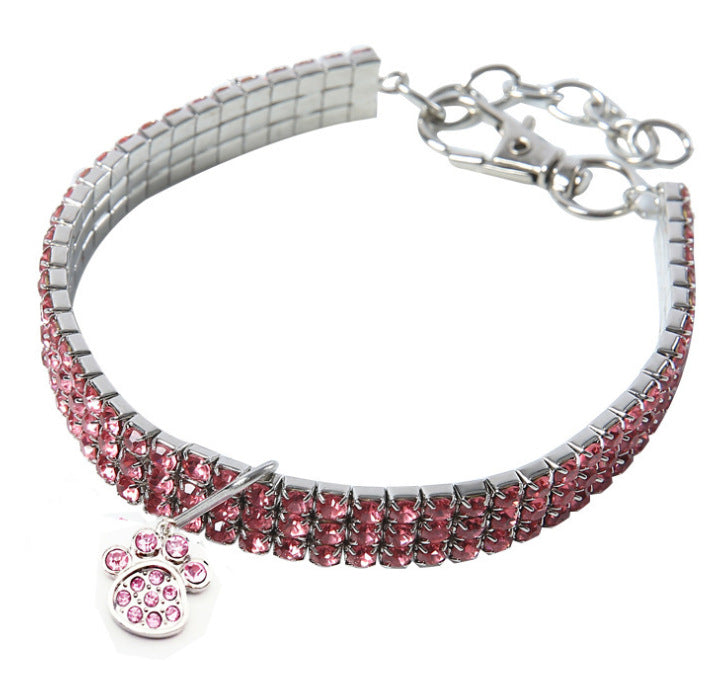 Collar de cristal de mascota estirado al por mayor Rhinestone
